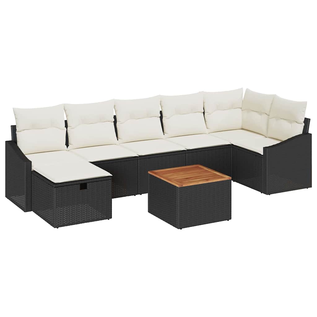 Tuinbankenset met kussen met opslag 8 pcs Zwart Poly riet is nu te koop bij PeponiXL, paradijselijk wonen!