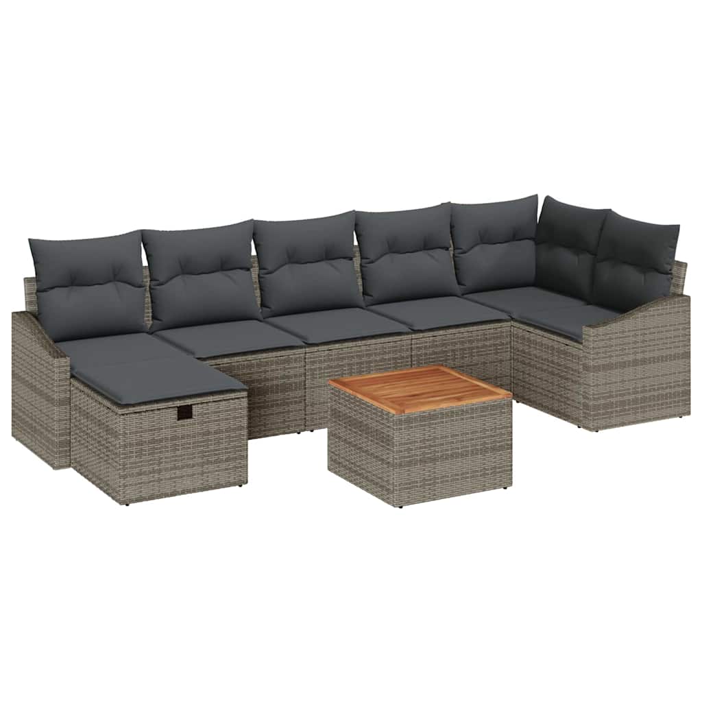 Tuinbankenset met kussen met opslag 8 pcs Grijs Poly riet is nu te koop bij PeponiXL, paradijselijk wonen!