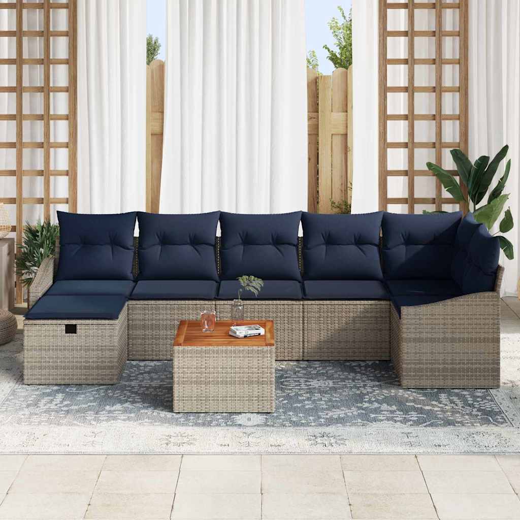 Tuinbankenset met kussen met opslag 8 pcs Grijs Poly riet is nu te koop bij PeponiXL, paradijselijk wonen!