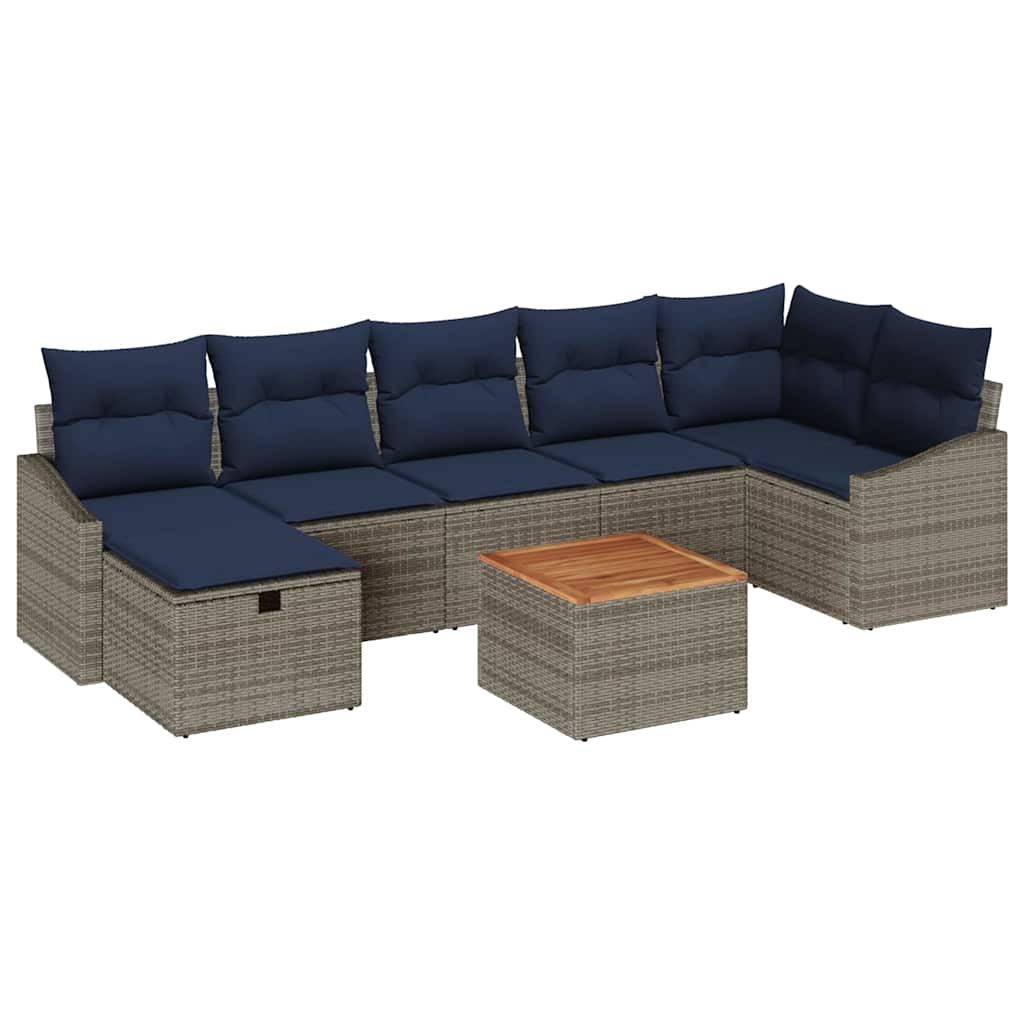 Tuinbankenset met kussen met opslag 8 pcs Grijs Poly riet is nu te koop bij PeponiXL, paradijselijk wonen!