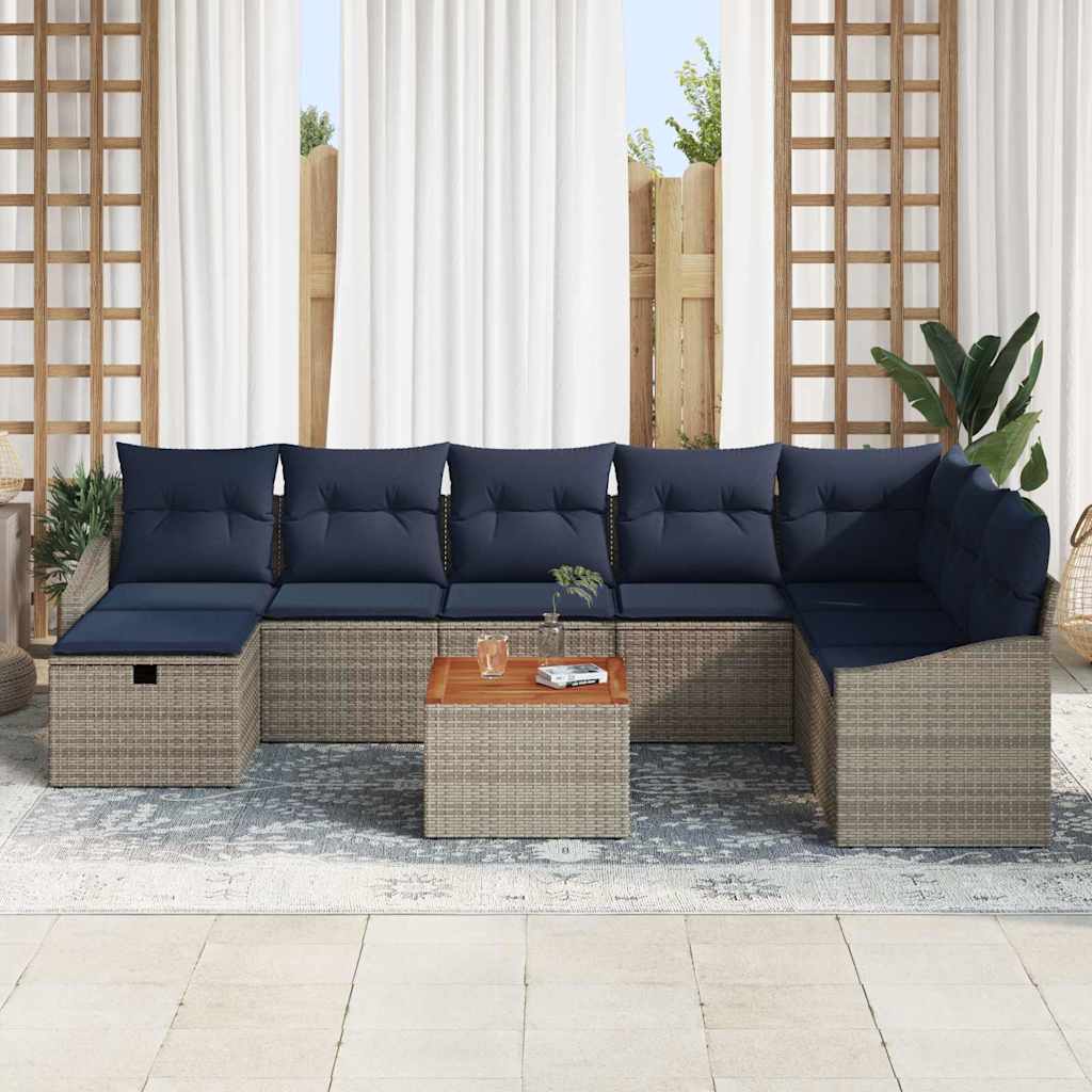 Tuinbankenset met kussen met opslag 9 pcs Grijs Poly riet is nu te koop bij PeponiXL, paradijselijk wonen!