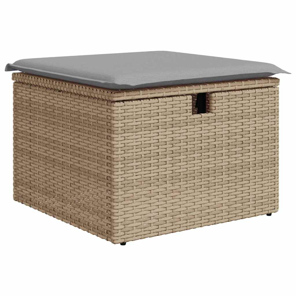 Tuinbankenset met kussen met opslag 6 pcs Beige Poly riet is nu te koop bij PeponiXL, paradijselijk wonen!