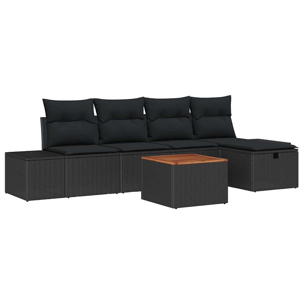 Tuinbankenset met kussen met opslag 6 pcs Zwart Poly riet is nu te koop bij PeponiXL, paradijselijk wonen!