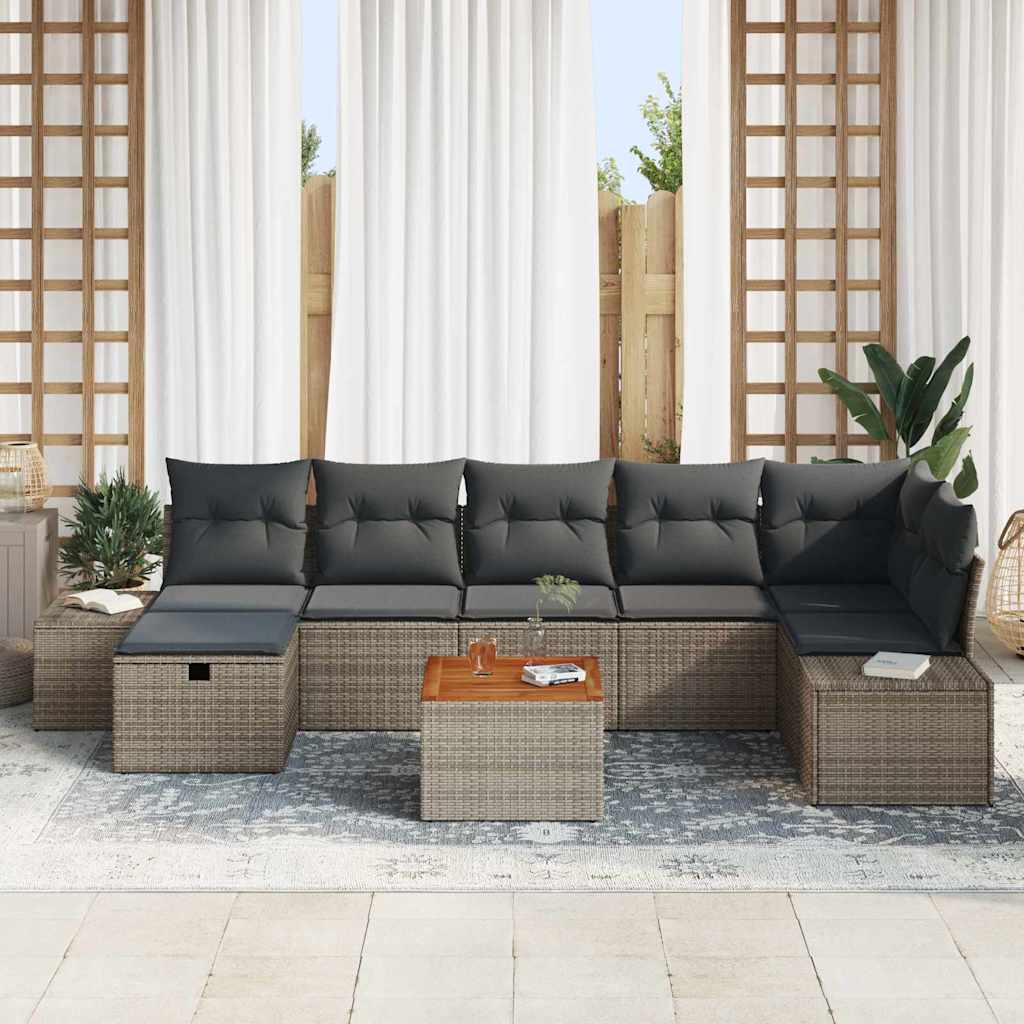 Tuinbankenset met kussen met opslag 8 pcs Grijs Poly riet is nu te koop bij PeponiXL, paradijselijk wonen!