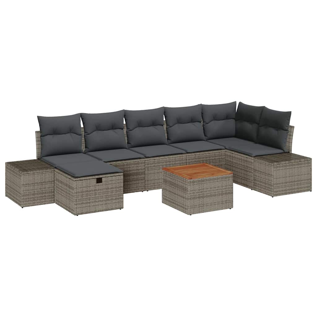 Tuinbankenset met kussen met opslag 8 pcs Grijs Poly riet is nu te koop bij PeponiXL, paradijselijk wonen!