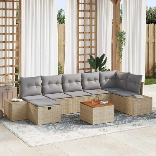 Tuinbankenset 8 st Beige Poly riet is nu te koop bij PeponiXL, paradijselijk wonen!