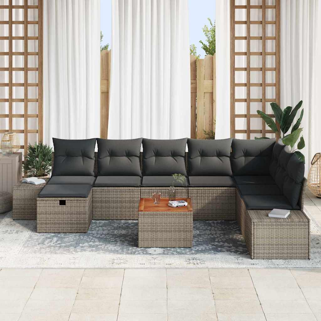 Tuinbankenset met kussen met opslag 9 pcs Grijs Poly riet is nu te koop bij PeponiXL, paradijselijk wonen!