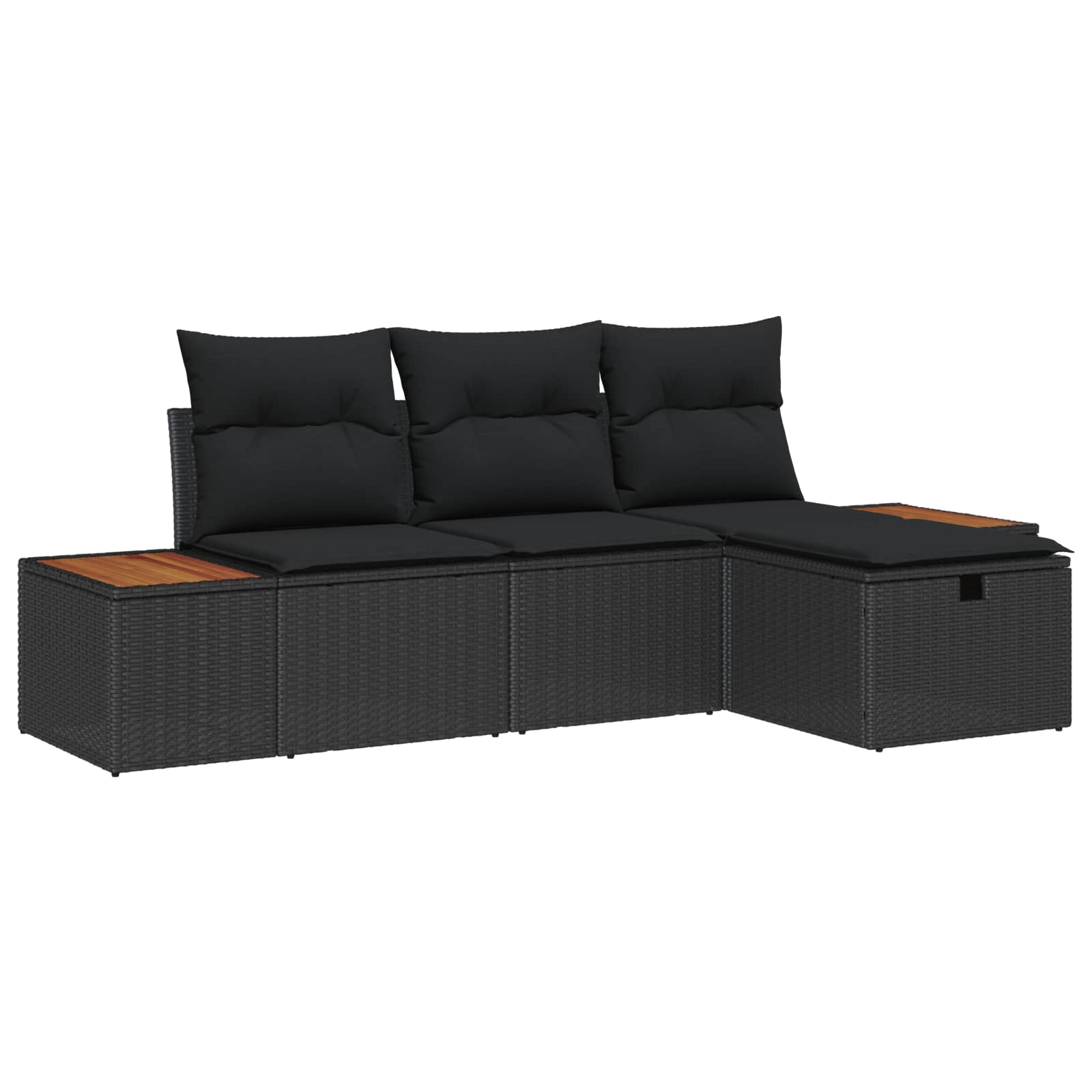 Tuin Sofa Set met kussen met opslag 4 pcs Zwart poly rattan is nu te koop bij PeponiXL, paradijselijk wonen!