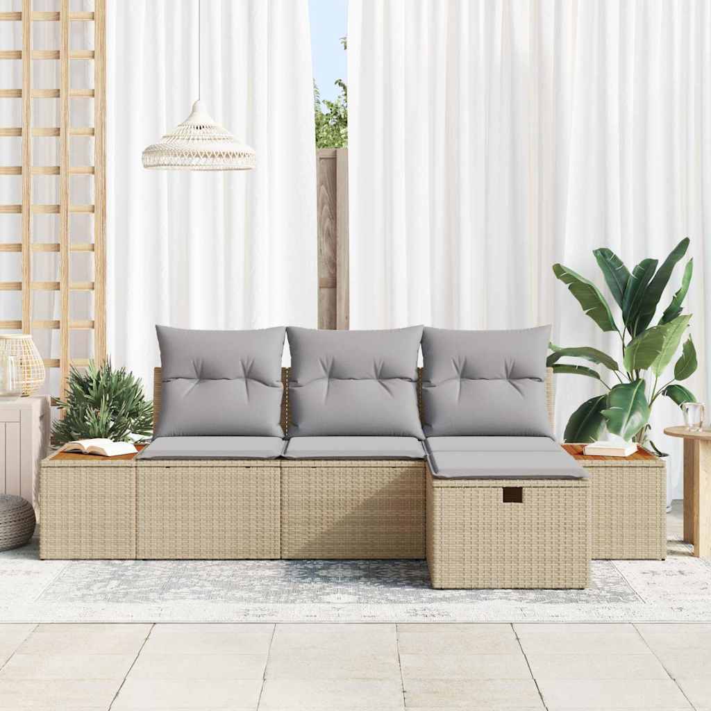 Tuin Sofa Set 4 st Beige poly rattan