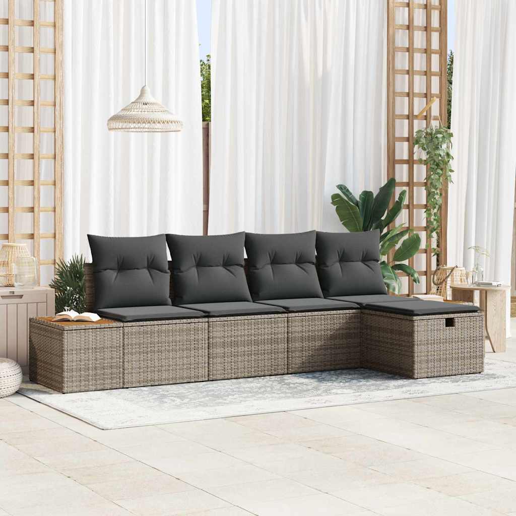Tuin Sofa Set 6 st Grijs poly rattan