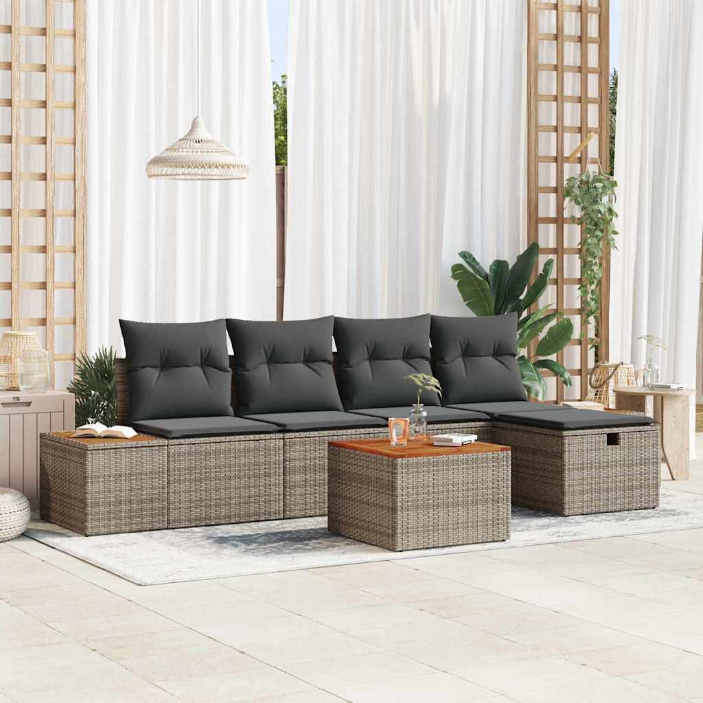 Tuin Sofa Set 6 st Grijs poly rattan