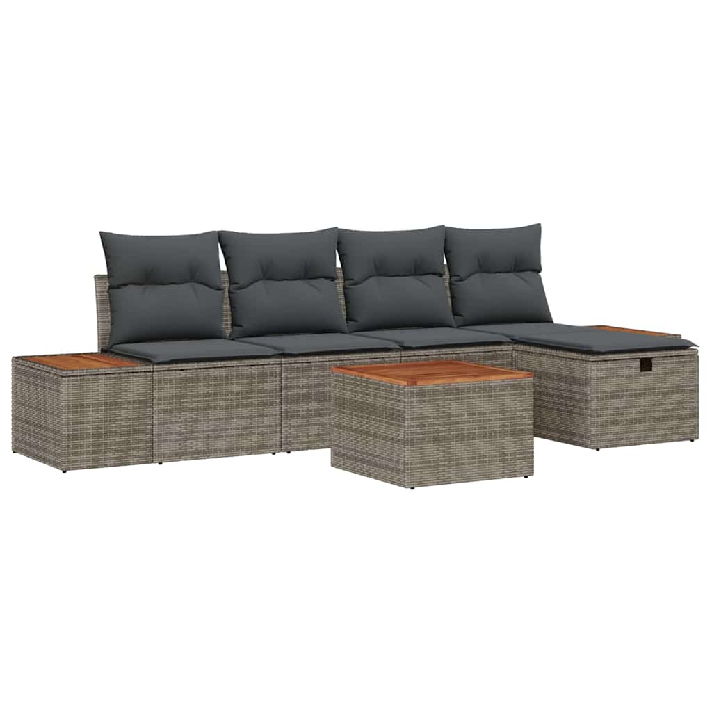 Tuin Sofa Set 6 st Grijs poly rattan