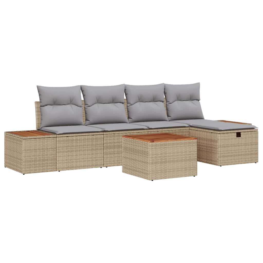 Tuin Sofa Set 6 st Beige poly rattan