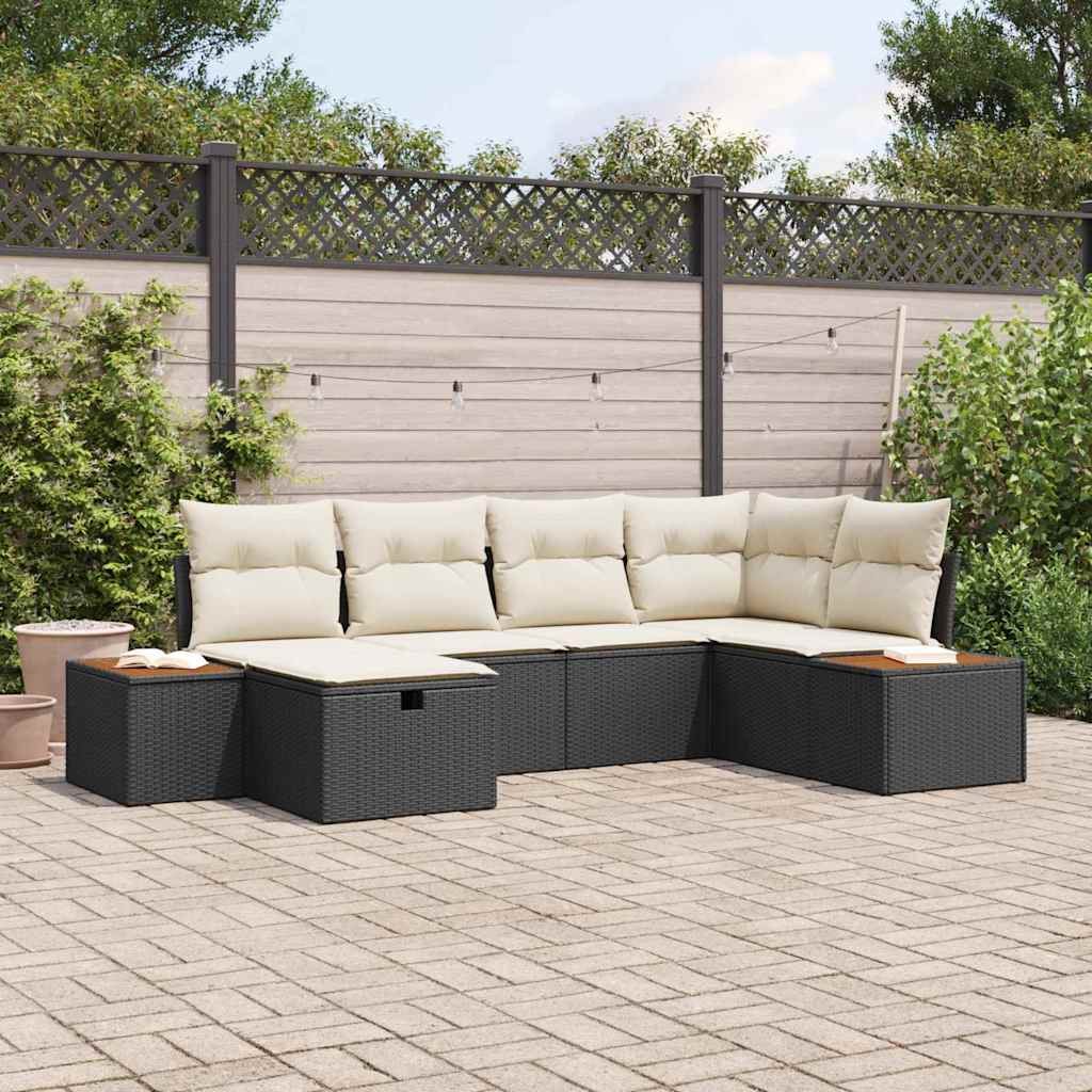 Tuin Sofa Set met kussen met opslag Zwart poly rattan is nu te koop bij PeponiXL, paradijselijk wonen!