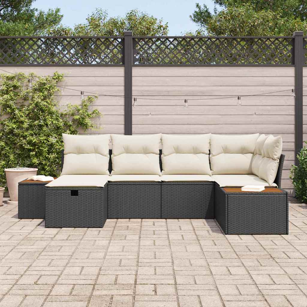 Tuin Sofa Set met kussen met opslag Zwart poly rattan is nu te koop bij PeponiXL, paradijselijk wonen!