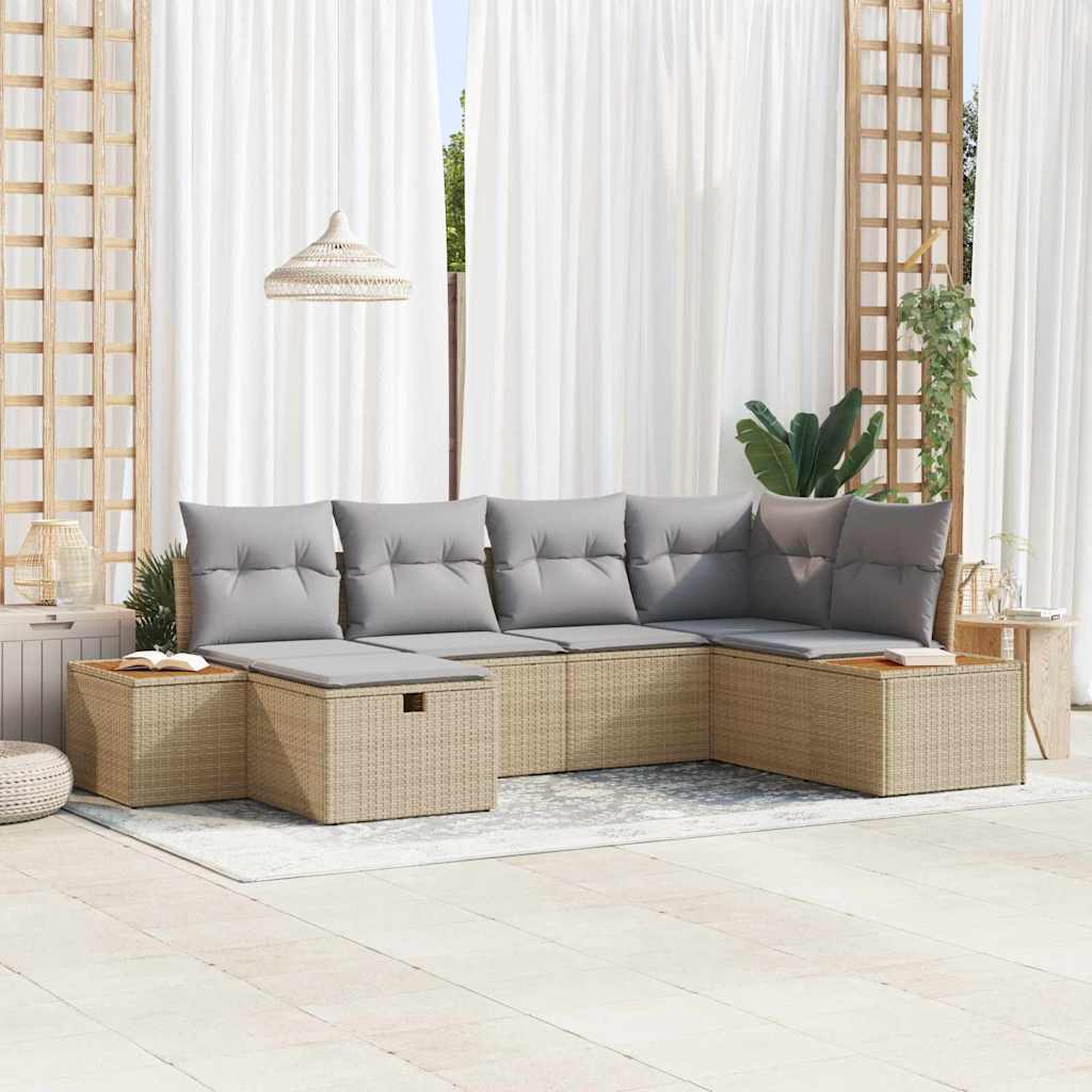Tuin Sofa Set met kussen met opslag Beige poly rattan