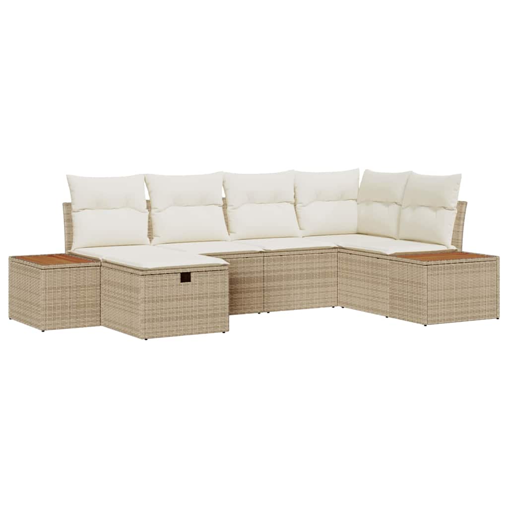 Tuin Sofa Set met kussen 6 pcs Beige Poly riet is nu te koop bij PeponiXL, paradijselijk wonen!