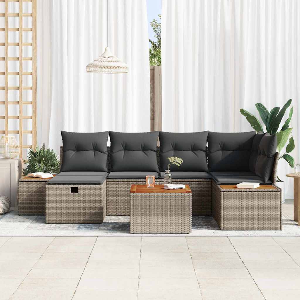 Tuin Sofa Set 7 st Grijs poly rattan