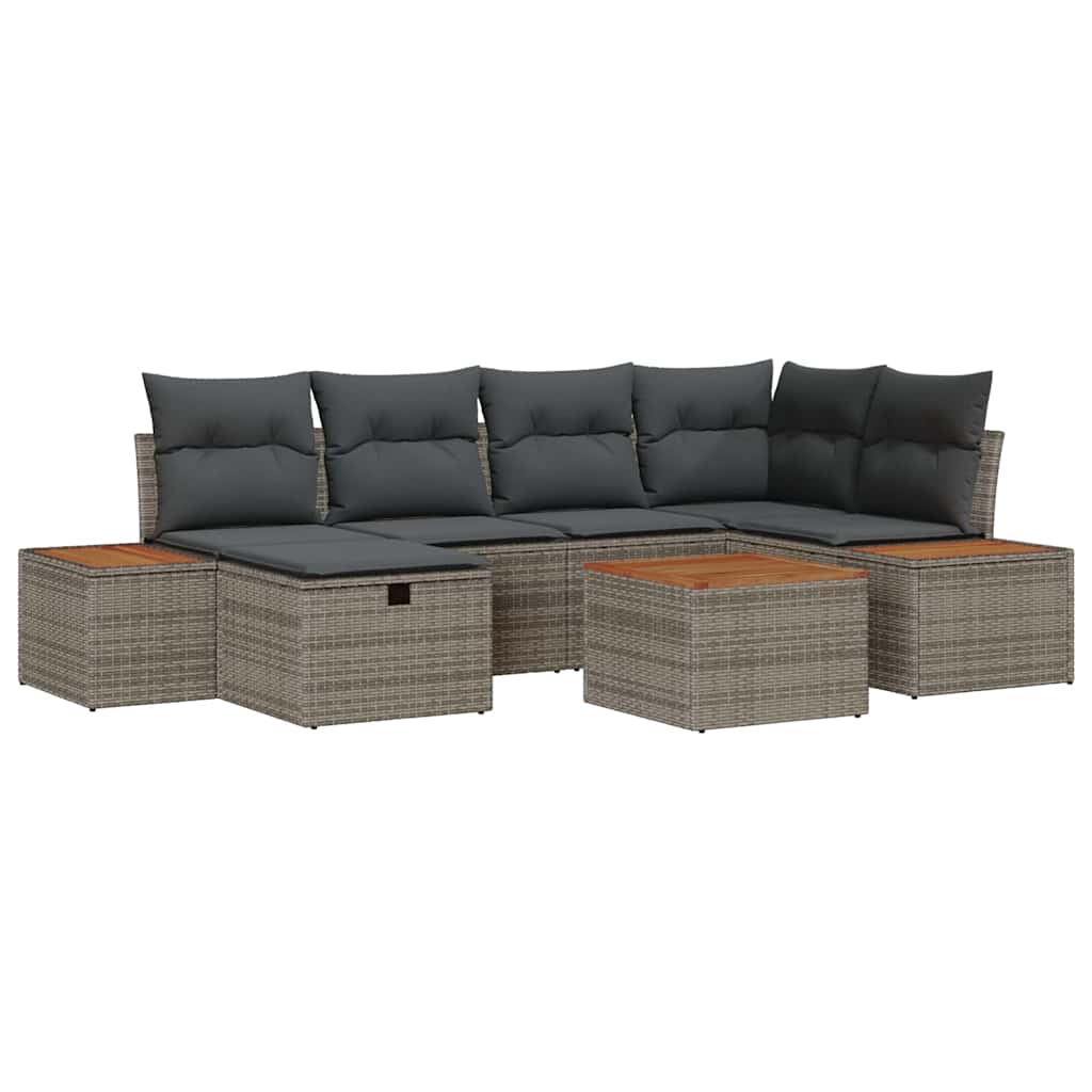 Tuin Sofa Set 7 st Grijs poly rattan