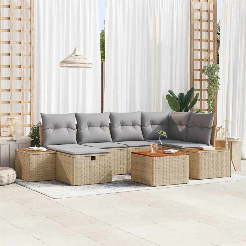 Tuin Sofa Set 7 st Beige poly rattan