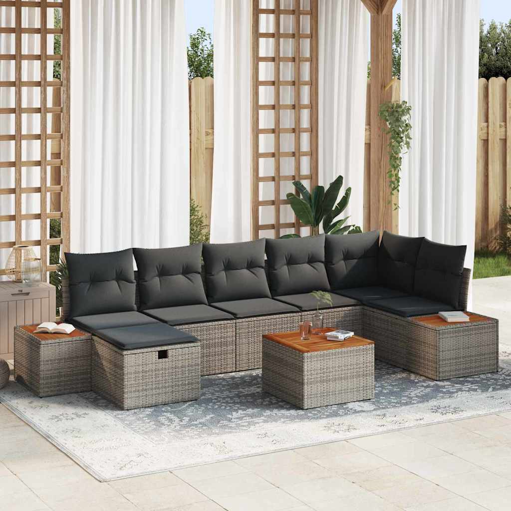 Tuin Sofa Set 8 st Grijs poly rattan