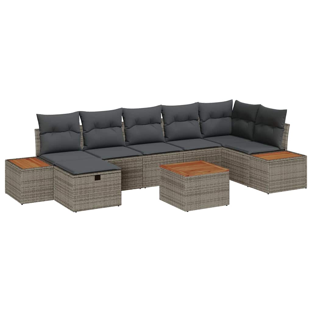 Tuin Sofa Set 8 st Grijs poly rattan