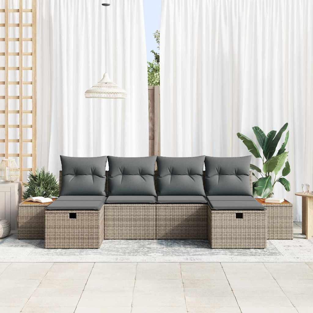 Tuin Sofa Set 6 st Grijs poly rattan