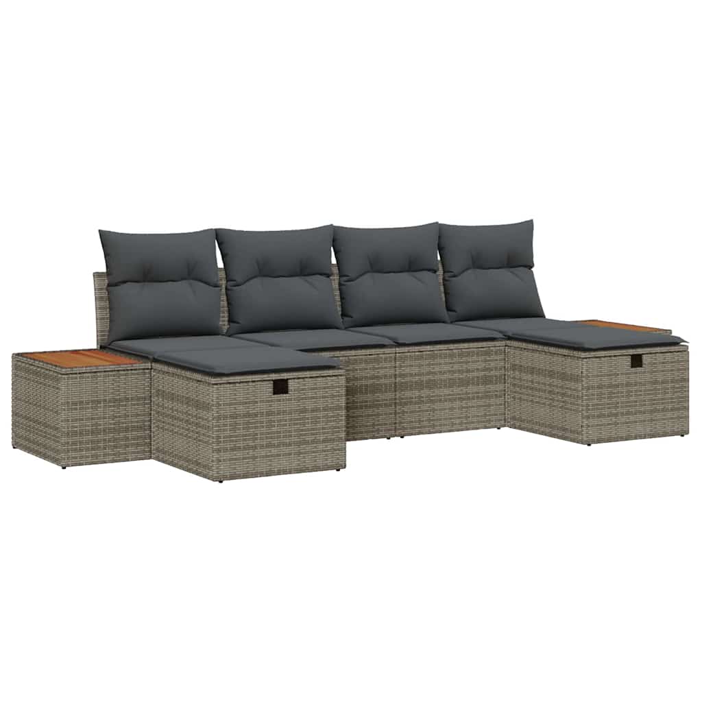 Tuin Sofa Set 6 st Grijs poly rattan