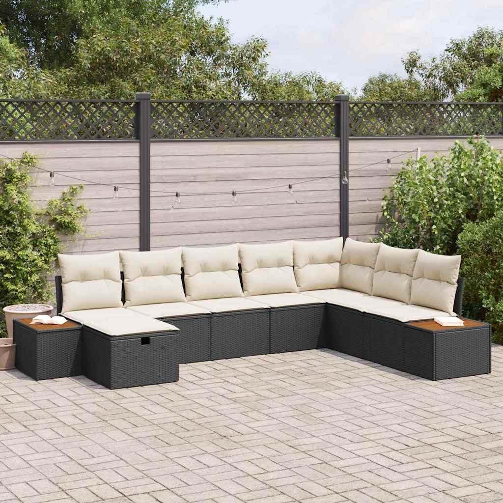 Tuin Sofa Set met kussen met opslag Zwart poly rattan is nu te koop bij PeponiXL, paradijselijk wonen!