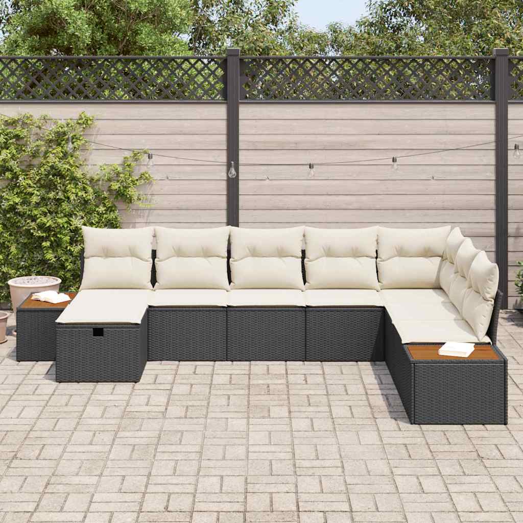 Tuin Sofa Set met kussen met opslag Zwart poly rattan is nu te koop bij PeponiXL, paradijselijk wonen!