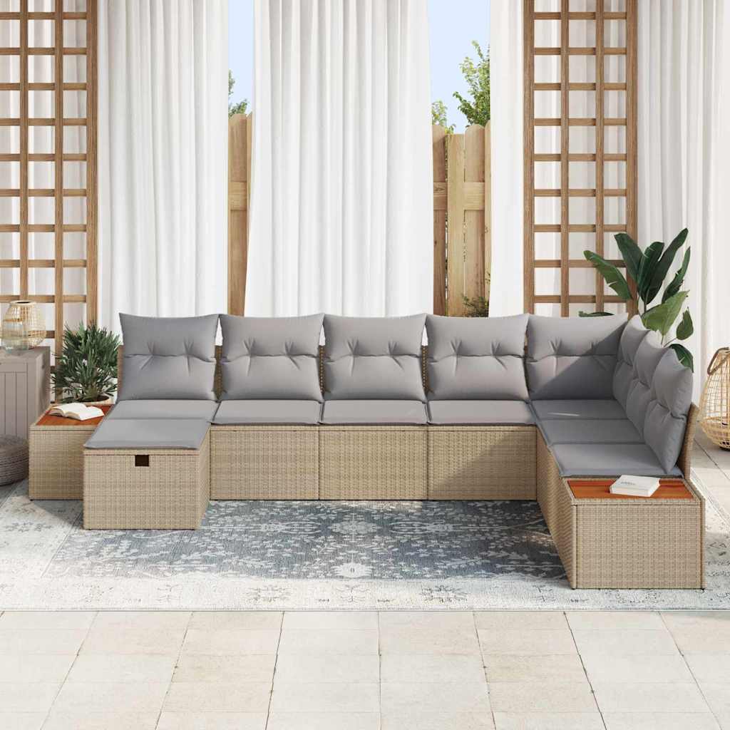 Tuin Sofa Set met kussen met opslag Beige poly rattan is nu te koop bij PeponiXL, paradijselijk wonen!
