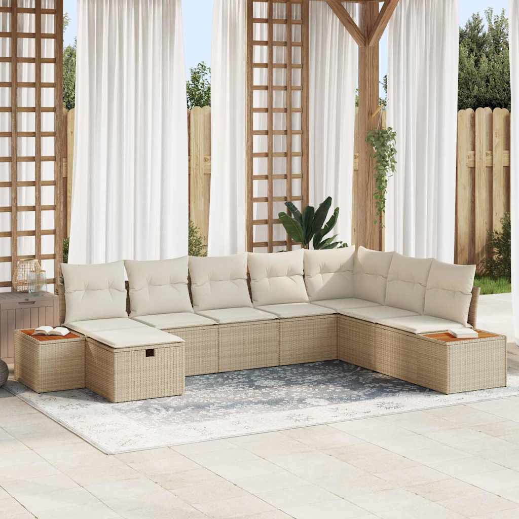 Tuin Sofa Set met kussen met opslag Beige poly rattan is nu te koop bij PeponiXL, paradijselijk wonen!