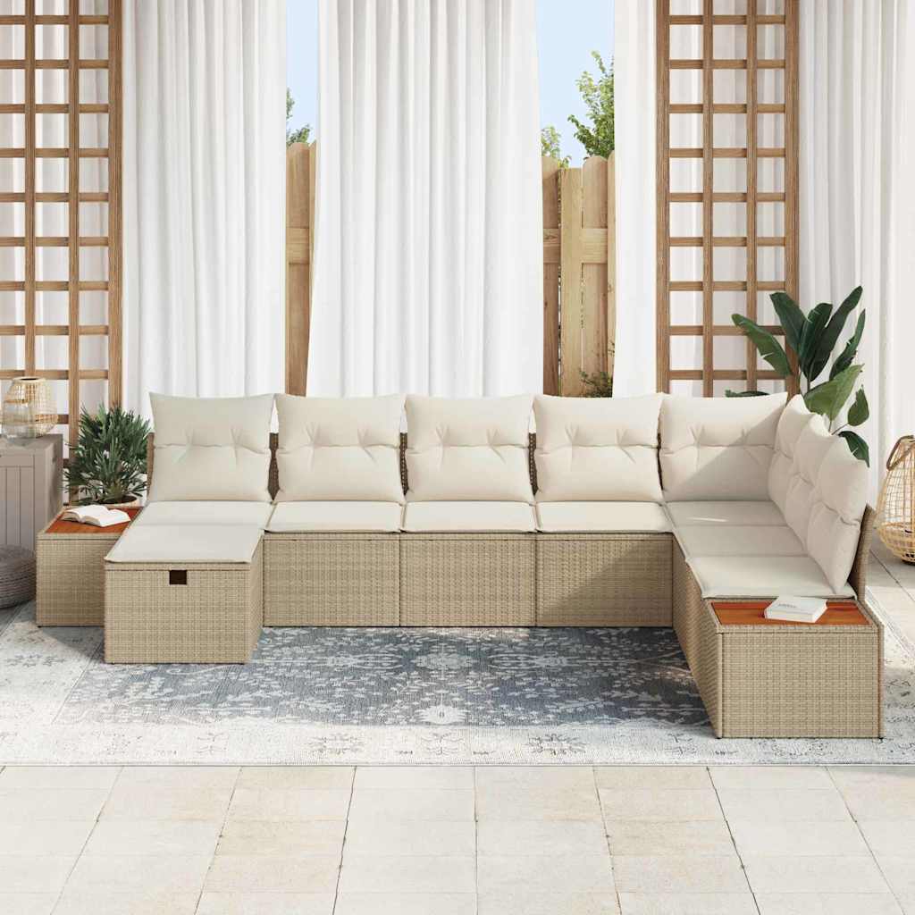 Tuin Sofa Set met kussen met opslag Beige poly rattan is nu te koop bij PeponiXL, paradijselijk wonen!