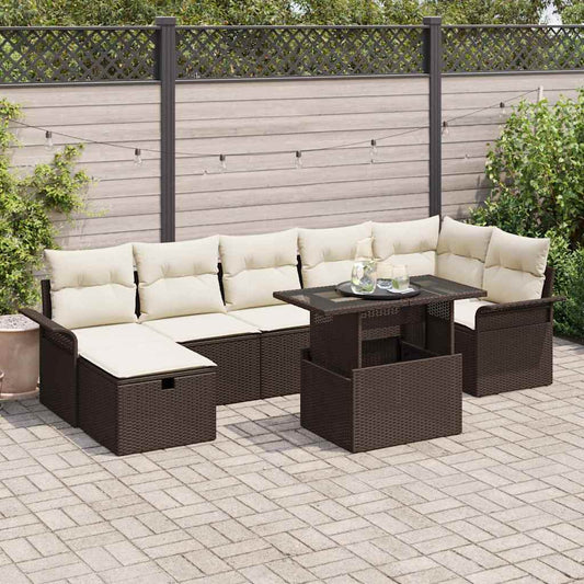 Tuin Sofa Set 8 st Bruin poly rattan is nu te koop bij PeponiXL, paradijselijk wonen!