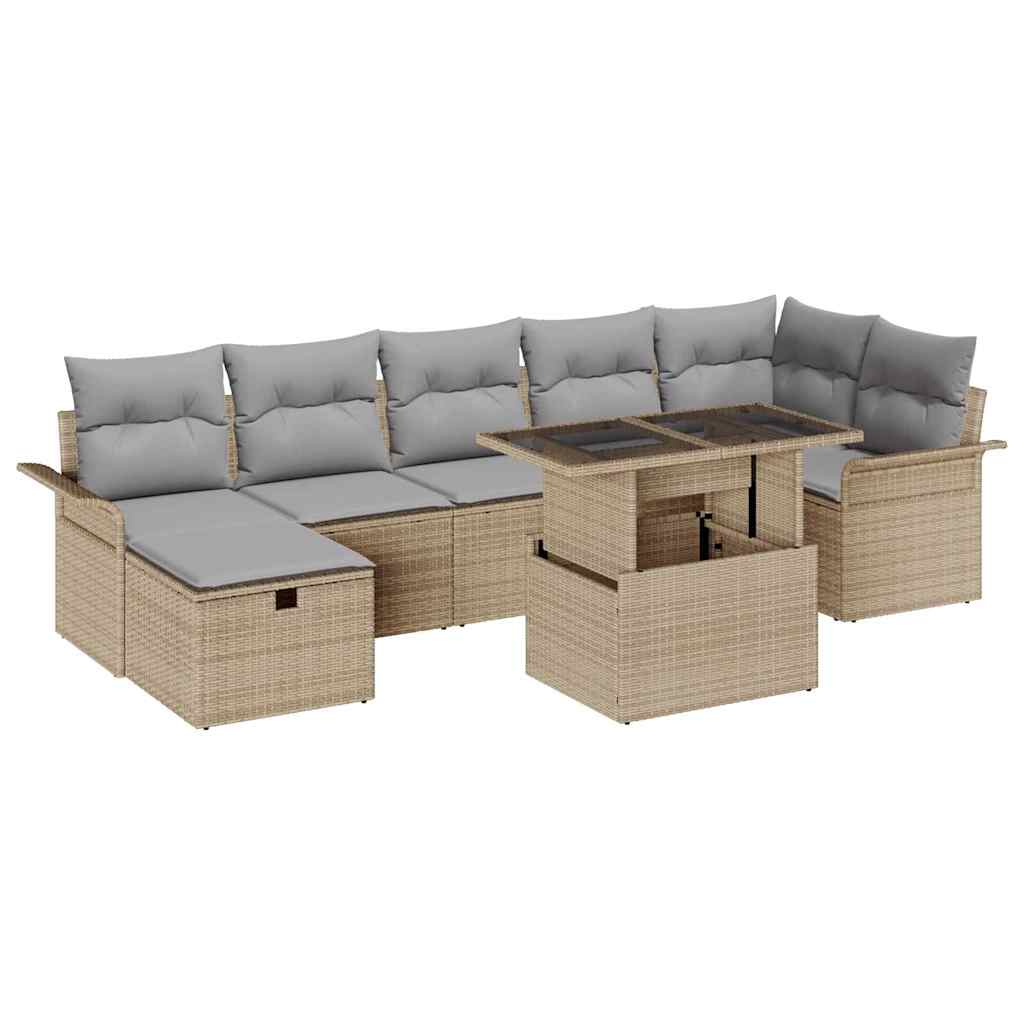 Tuin Sofa Set 8 st Beige poly rattan
