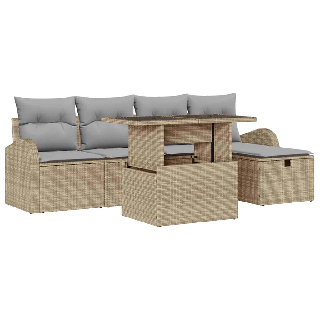 Tuin Sofa Set 6 st Beige poly rattan