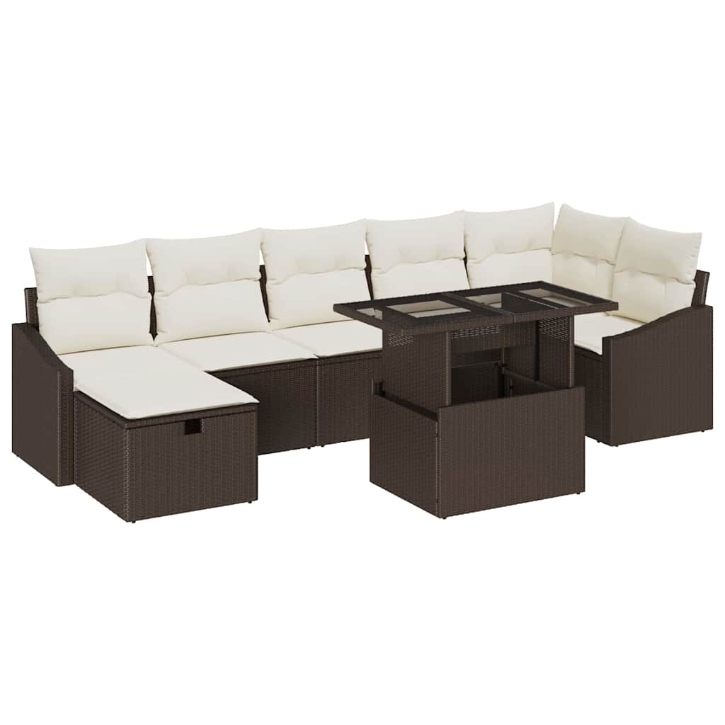 Tuin Sofa Set 8 pcs Bruin poly rattan is nu te koop bij PeponiXL, paradijselijk wonen!