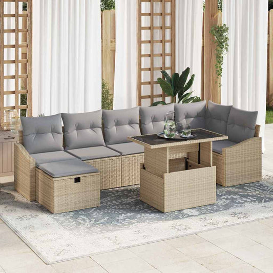 Tuin Sofa Set 8 st Beige poly rattan is nu te koop bij PeponiXL, paradijselijk wonen!