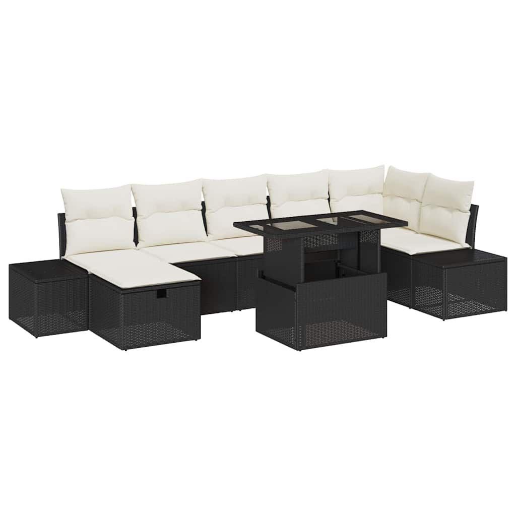 Tuin Sofa Set 8 pcs Zwart poly rattan is nu te koop bij PeponiXL, paradijselijk wonen!
