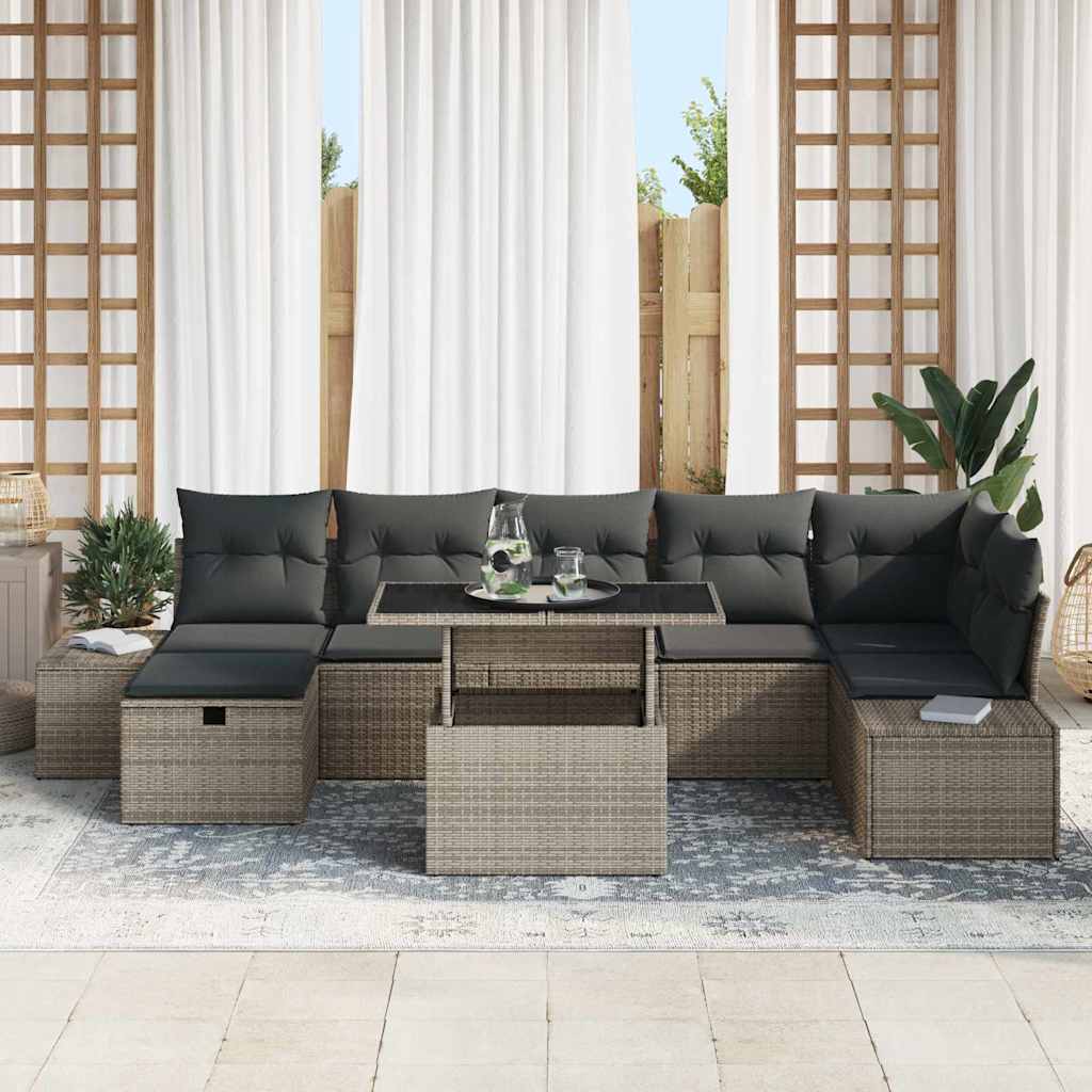 Tuin Sofa Set 8 pcs Grijs poly rattan is nu te koop bij PeponiXL, paradijselijk wonen!