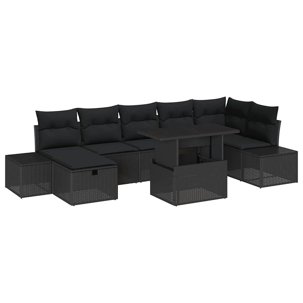 Tuin Sofa Set 8 pcs Zwart poly rattan is nu te koop bij PeponiXL, paradijselijk wonen!