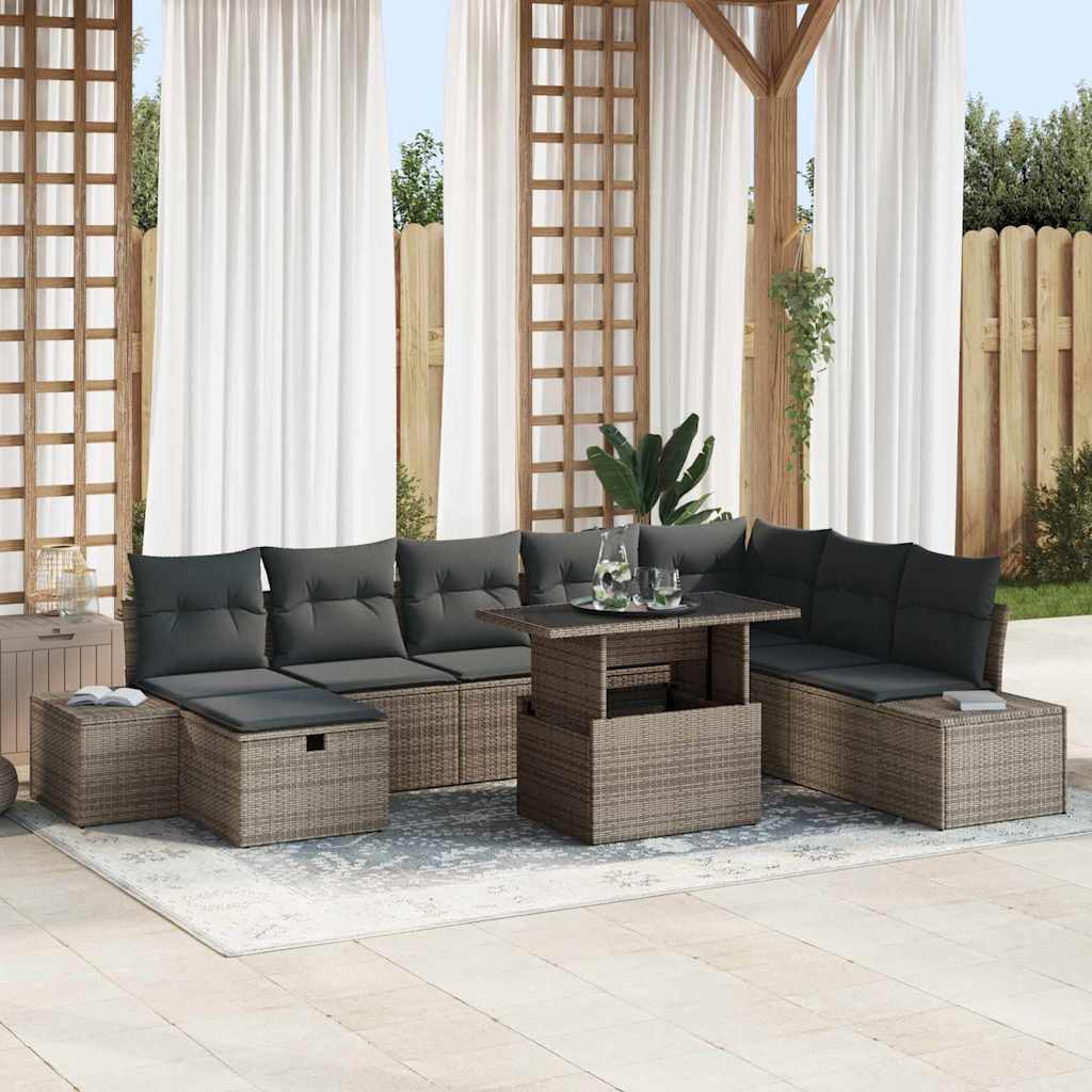 Tuin Sofa Set 9 pcs Grijs poly rattan is nu te koop bij PeponiXL, paradijselijk wonen!