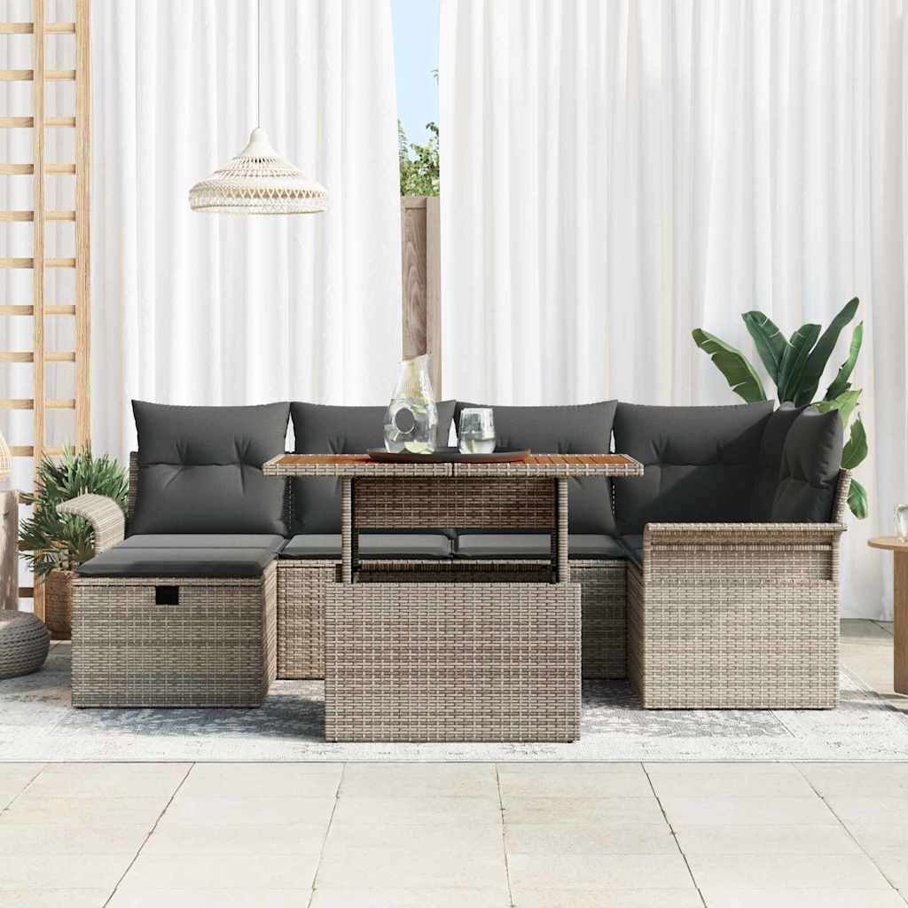 Tuin Sofa Set 7 pcs Grijs poly rattan is nu te koop bij PeponiXL, paradijselijk wonen!