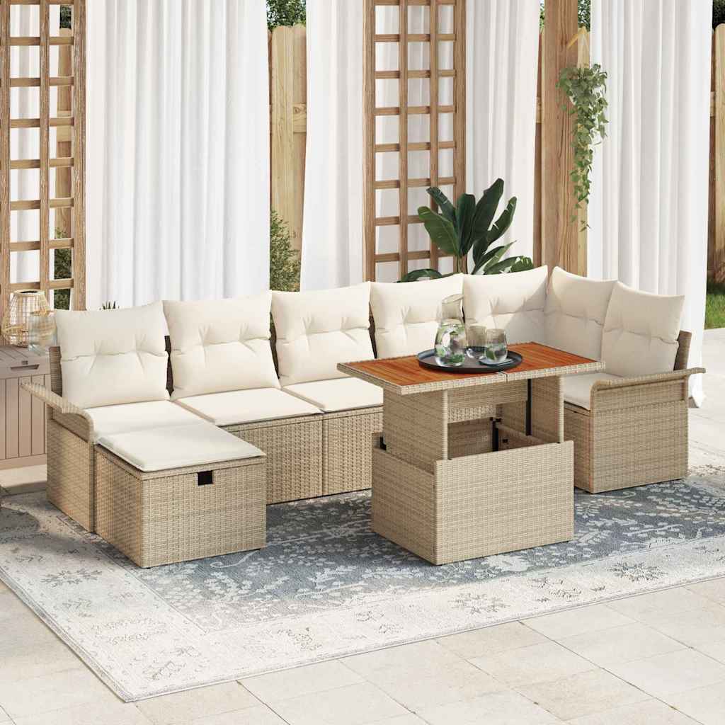 Tuin Sofa Set 8 pcs Beige poly rattan is nu te koop bij PeponiXL, paradijselijk wonen!