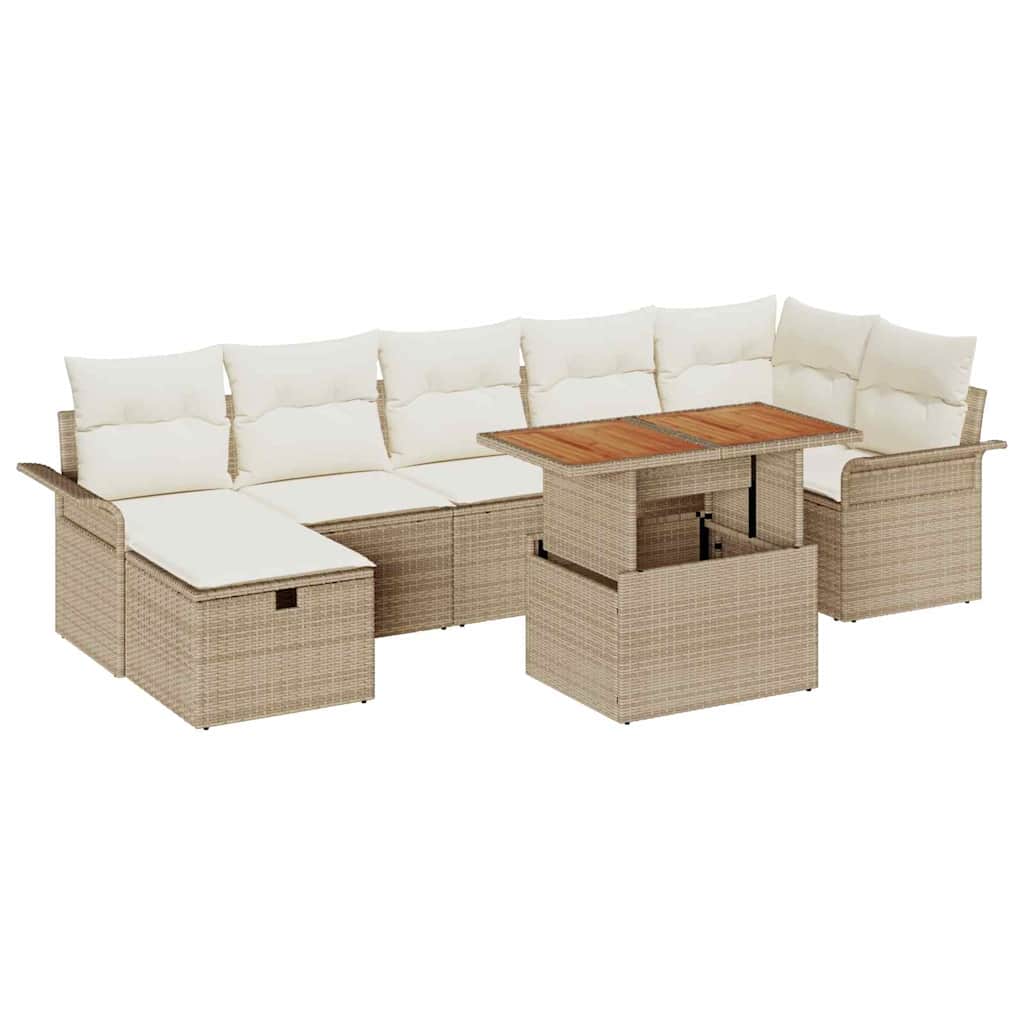 Tuin Sofa Set 8 pcs Beige poly rattan is nu te koop bij PeponiXL, paradijselijk wonen!