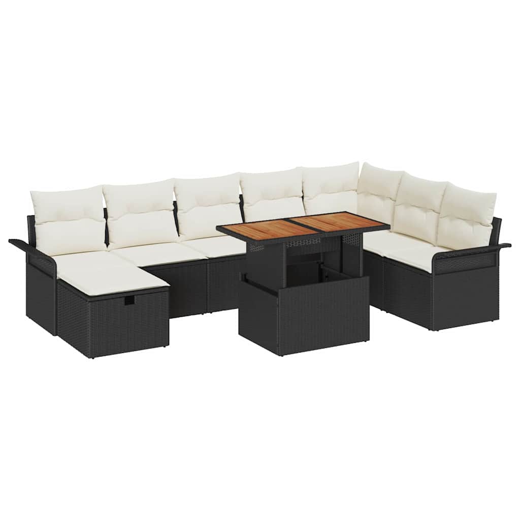 Tuin Sofa Set 9 pcs Zwart poly rattan is nu te koop bij PeponiXL, paradijselijk wonen!