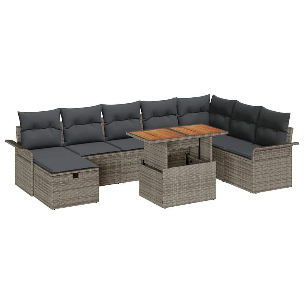 Tuin Sofa Set 9 pcs Grijs poly rattan is nu te koop bij PeponiXL, paradijselijk wonen!
