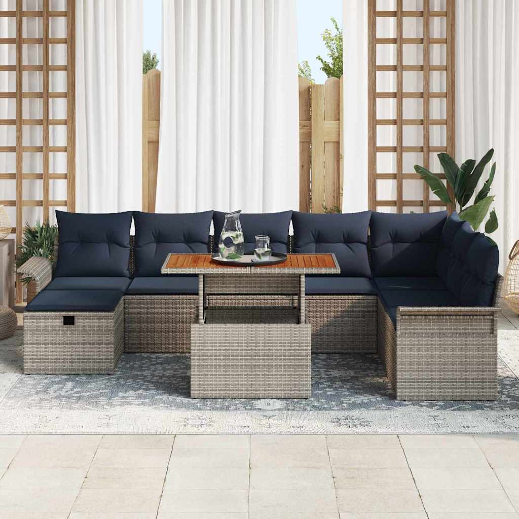 Tuin Sofa Set 9 pcs Grijs poly rattan is nu te koop bij PeponiXL, paradijselijk wonen!
