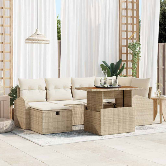 Tuin Sofa Set 7 pcs Beige poly rattan is nu te koop bij PeponiXL, paradijselijk wonen!
