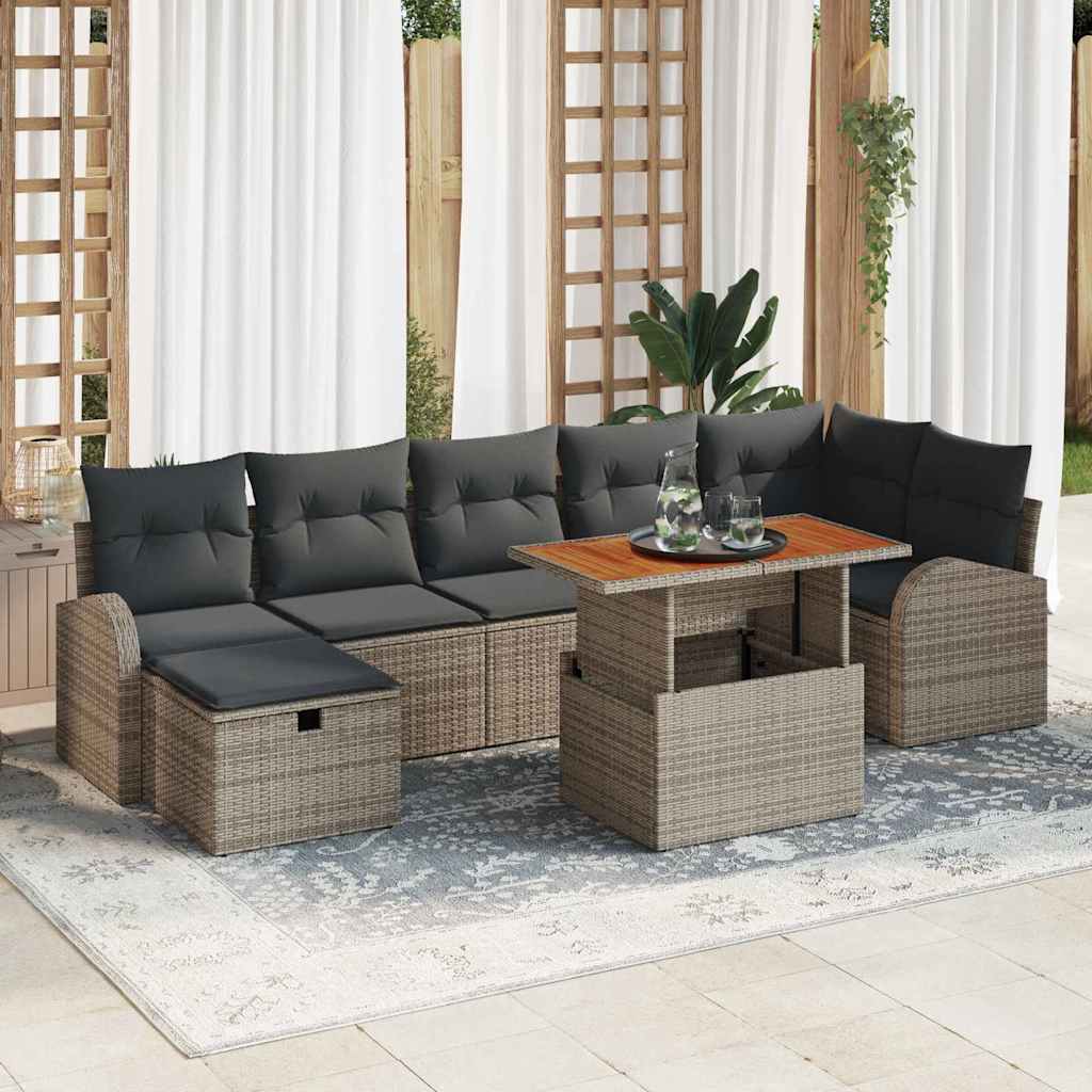Tuin Sofa Set 8 pcs Grijs poly rattan is nu te koop bij PeponiXL, paradijselijk wonen!